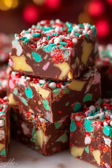 Easy Christmas Fudge with Sprinkles