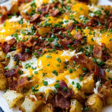 Cheesy Breakfast Potatoes with Crispy Bacon