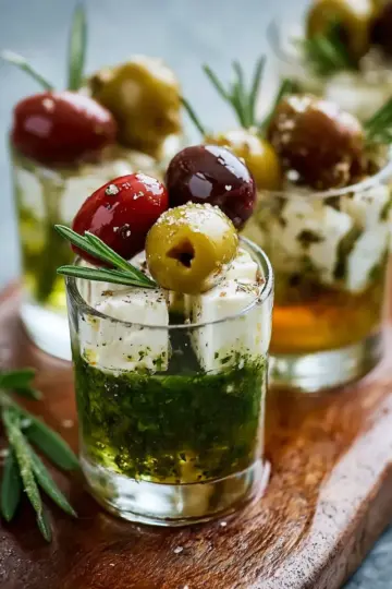 Olive and Feta Shooters for Effortless Mediterranean Snacking