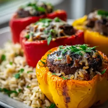 Beef Tenderloin Mushroom Stuffed Bell Peppers with Rice Recipe