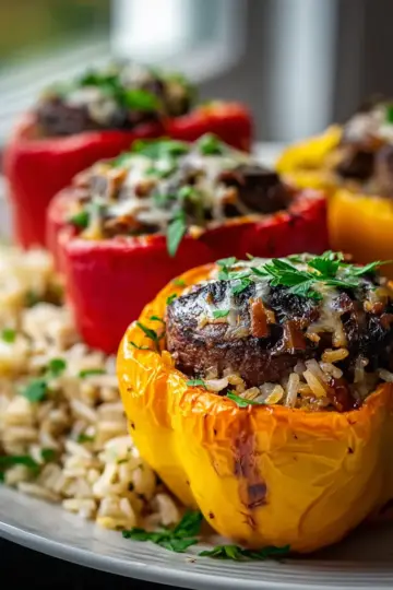 Beef Tenderloin Mushroom Stuffed Bell Peppers with Rice Recipe