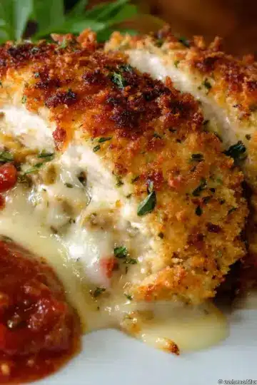Oven Fried Provolone Stuffed Chicken Breasts