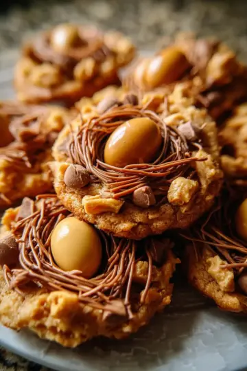 Butterscotch and Peanut Butter Bird Nest Cookies