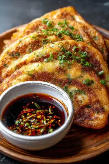 Korean Pancakes with Kimchi & Soy Dipping Sauce Recipe