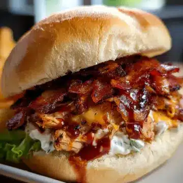 BBQ Chicken Beef Bacon Ranch Sandwich – Flavor Explosion!