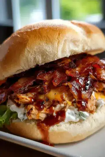 BBQ Chicken Beef Bacon Ranch Sandwich – Flavor Explosion!