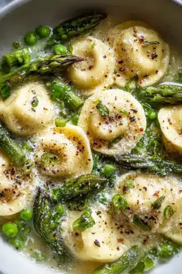 Ricotta Dumplings with Asparagus and Green Garlic Recipe