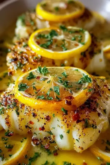 Baked Lemon-Garlic Cod with Butter Sauce