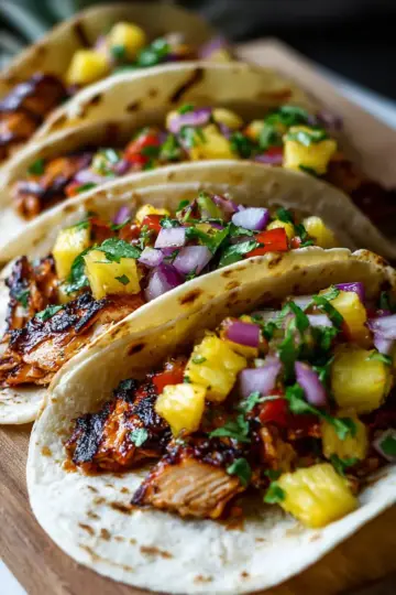 Grilled Teriyaki Chicken Tacos with Pineapple Salsa Recipe