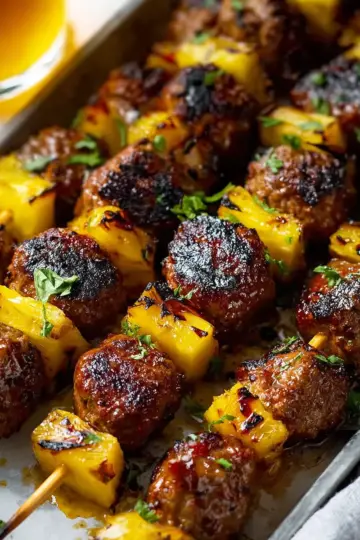 Mouthwatering Grilled Pineapple Meatball Skewers
