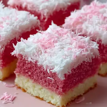 Pink Coconut Snowball Cake Bars