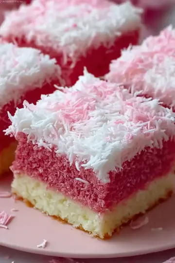 Pink Coconut Snowball Cake Bars