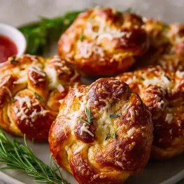 Mozzarella Stuffed Rosemary Parmesan Soft Pretzels Recipe