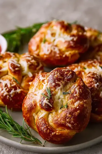 Mozzarella Stuffed Rosemary Parmesan Soft Pretzels Recipe