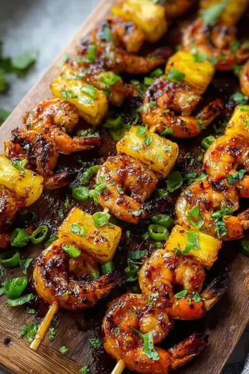 Simple Grilled Pineapple Shrimp Skewers