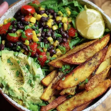 Avocado Black Bean Salad Bowl with Crispy Potato Wedges: 7 Fresh Crispy Dinner Wins