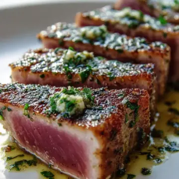 Perfect Pan-Seared Tuna Steak with Garlic Herb Butter