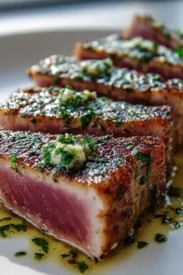 Perfect Pan-Seared Tuna Steak with Garlic Herb Butter