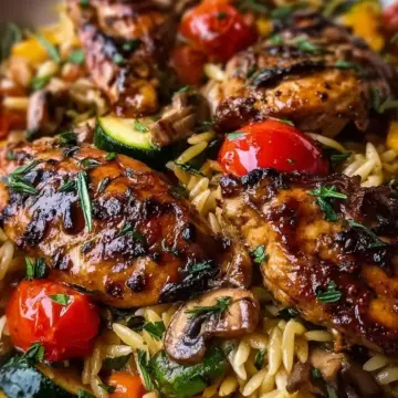 Balsamic Chicken & Veggie Orzo