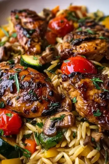Balsamic Chicken & Veggie Orzo