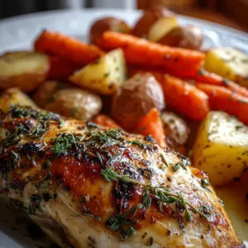 Garlic Herb Chicken with Roasted Carrots & Potatoes Recipe