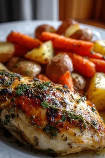 Garlic Herb Chicken with Roasted Carrots & Potatoes Recipe
