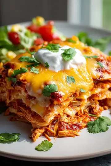 Slow Cooker Shredded Chicken Enchilada Casserole Recipe